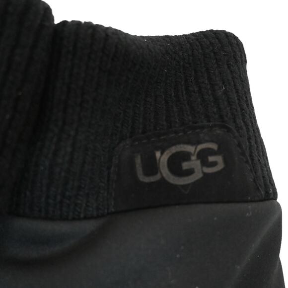 UGG Leather with Fabric Quilted Knit Gloves Size Small Medium in Black NEW - Picture 4 of 8